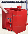 Beefy 800 Lb Capacity Tractor Ballast Box With Sliding Front Door, 2 Inch Quick Hitch Receiver, and Tool Storage