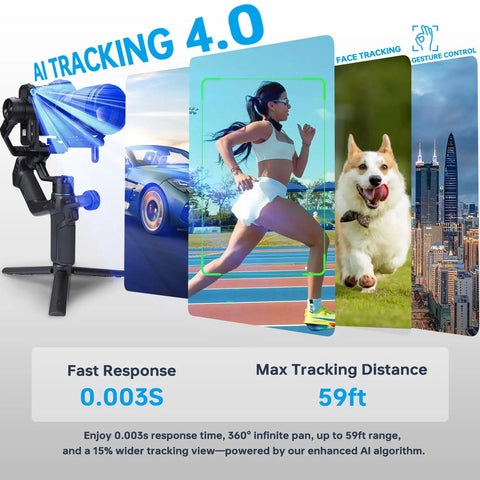 Scorp Mini 3 Pro Camera Gimbal With AI Tracker And Detachable Remote Handle All In One Stabilizer showcasing AI tracking feature