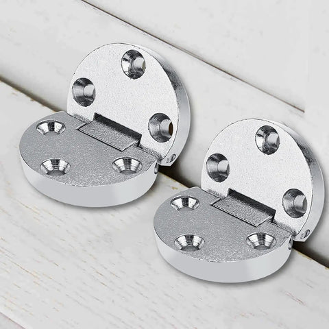 2 Pack Zinc Alloy Table Flap Hinges Built Tough Self Supporting Folding Hardware for Furniture on wooden surface
