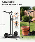Heavy Duty Plant Caddy With Wheels Featuring Ergonomic Y Shape Handle And Non Slip Grip Smooth Rolling Garden Dolly For Moving Tall Flower Pots