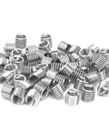 50Pcs Wire Thread Insert Kit 304 Stainless Steel NPT UNC Threads 1/4-20 Coiled Helical Sleeves shown in pile