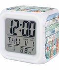 Super Sweet Nautical Alarm Clock With Starfish And Coral Wooden Cube Design Silent Sweep Nightlight Bedside Timer with digital display.