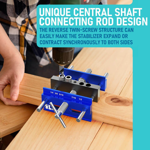 Using the Upgraded 6.7 Inch Self Centering Doweling Jig Kit for Precise Straight Holes on a wooden board