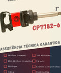 Heavy Duty 1 Inch Drive Pneumatic Impact Wrench With 6 Inch Extended Square Anvil And Rust Proof Powder Coat Finish installed with specs.