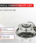 4WD Front Wheel Bearing Hub Assembly For Ford F150 2015 2016 2017 With 6 Lug Bolts And ABS Sensor, easy install replacement
