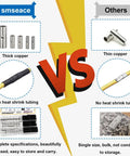 Comparison of 80 Piece Non Insulated Butt Connectors Kit 4 6 8 AWG With Heat Shrink Tubing vs thin copper connectors