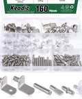 Heavy Duty Nickel Plated Shelf Pegs And Cabinet Support Pins For Quick Home Fixes in a clear storage box with multiple styles.
