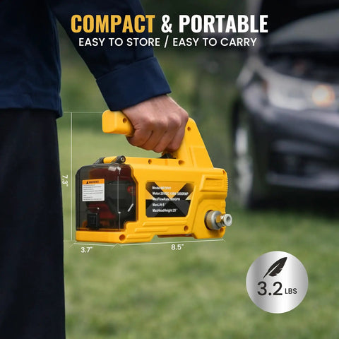 Person holding Oil Change Pump Extractor For 20V Max Batteries Cordless Transfer Pump 120W 300GPH Self Priming For Warm Engine