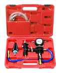 Cooling System Vacuum Purge Kit For Cars Trucks And SUVs Universal Pneumatic Coolant Refilling Tool Set With Adapter Hose Case And Vacuum Filler To Eliminate Air Pockets During Antifreeze Change with red carrying case.