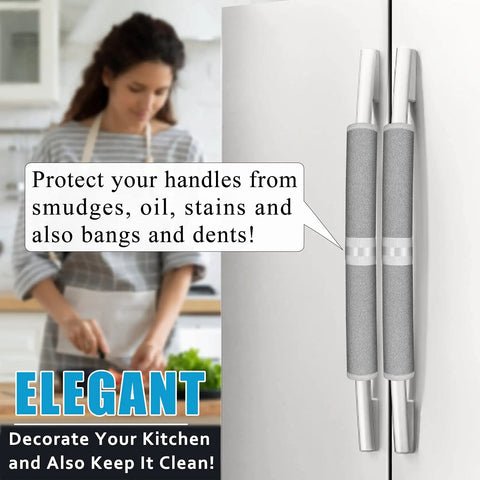 Refrigerator Door Handle Covers Set of 6 Keep Your Appliances Clean From Food Stains Smudges Drips Oil Washable on fridge