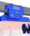 1 Ton I Beam Trolley for Electric Hoist on beam flange, dual wheel design, blue adjustable manual trolley fits 2.5 to 5 inch beam