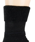 Close-up of Merino Wool Ski And Snowboard Socks Black Size S To XL For All Day Cozy Warmth and Comfort in Your Boots, ribbed texture.