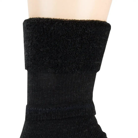 Close-up of Merino Wool Ski And Snowboard Socks Black Size S To XL For All Day Cozy Warmth and Comfort in Your Boots, ribbed texture.