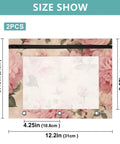 Floral Roses Zippered Coupon Binder Organizer for school supplies, 12.2x9.45 inches, zippered case with floral design and 3-ring holes.