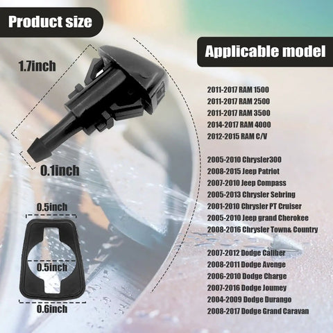 Windshield Washer Hose Kit component with size guide and applicable car models listed, part of DIY upgrade system.
