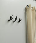 Set Of 3 Hand Gesture Wall Hooks, Super Handy Rustic Cast Iron Decor, 4 Inch Hella Tough Metal Coat Rack on wall with curtains.