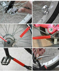 All-In-One Bicycle Repair Tool Kit With 48 Essential Tools In Durable Case shown in use for various bike maintenance tasks.