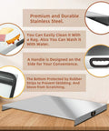 Stainless Steel Stove Top Cover Noodle Board Kitchen Organizer For Gas And Electric Stoves Expands Counter Space And Doubles As A Cutting Board Sink Cover 30 By 22 By 3 Inches Silver with handle and rubber strips details.
