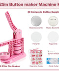 Blush Pink Button Maker Machine 58mm Pin Badge Press Tool With 30 Complete Sets And Sharp Cutter, 2.25in badge maker kit.