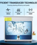Heavy Duty 10 Gallon Ultrasonic Cleaner 240W Transducer And 300W Heater 40KHz Stainless Steel Tank with cleaning items immersed in water.
