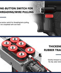 One-button switch and thickened rubber track of Badass Hustle Ready Cordless Wire Puller for smooth wire pulling.