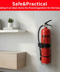 Sturdy Stainless Steel Fire Extinguisher Bracket For Wall Mounts And Car Or Boat Use installed in a modern office setting.