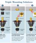 Triple Mounting Solutions for Hassle Free Freestanding Tub Drain Kit With Bolt Tight Brass Tail Pipes And Slick PVC Adapter Rough In Rig.