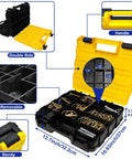 420 Piece Heavy Duty Pin Kit With Zinc Plated Carbon Steel Hitch Pins organized in a double-sided black and yellow case
