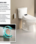 Upgraded Elongated Bidet Toilet Seat With Adjustable Warm Wash And Hot Air Dryer Featuring Self Cleaning Nozzle And Smart Remote For Smooth Bathroom Refresh Vibes, showing colorful control knob for manual operation.