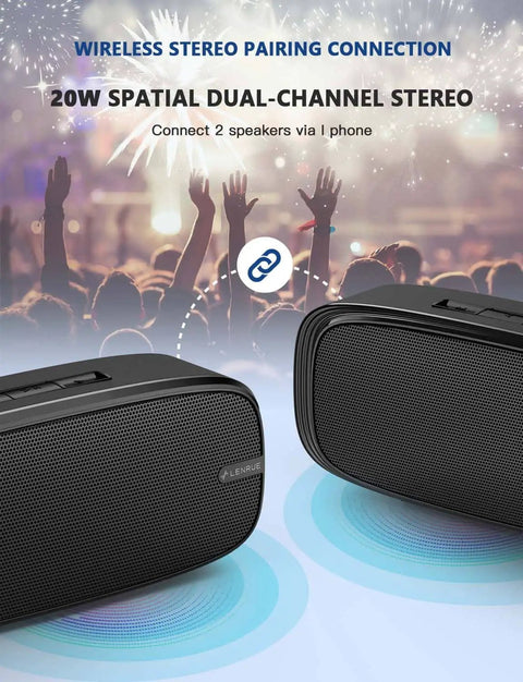 Bluetooth Speaker Portable Wireless Speaker With Loud Stereo Sound And Rich Bass, 12 Hour Playtime in dual speaker mode
