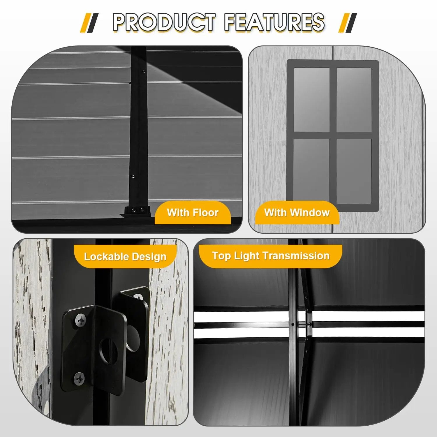 8x6 Ft Outdoor Resin Storage Shed With Lockable Doors ✓