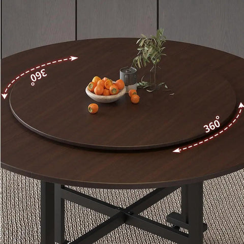 Smooth Operator Wooden Lazy Susan Turntable For Dining Table Heavy Duty Rotating Serving Tray With Matte Grey Finish on round table with fruits.