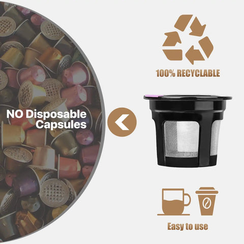 Reusable K Cup Coffee Filters Set 4 Pack with 2 Tbsp Coffee Scoop Refills for Keurig 1.0 and 2.0 eco-friendly design