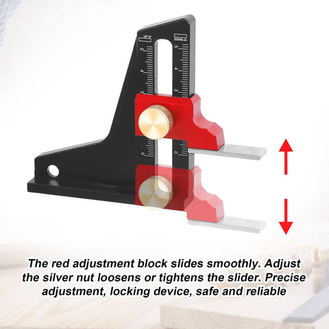 Pro Grade Aluminum Woodworking Height Gauge With Dual Scale And Metric Depth Measurement For Table Saw And Woodworking