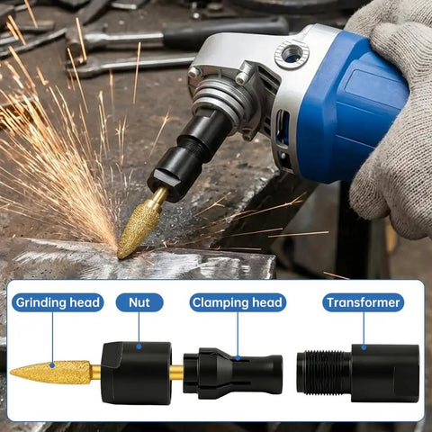 Heavy Duty Grinder Adapter Kit For Angle Or Die Grinders With 5/8-11 Arbor To 1/4 And 1/8 Inch Collets in action