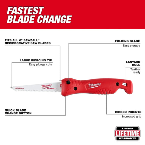 Folding Jab Saw For Multi Material Cutting With Quick Change Blade Lock Fits All 6 Inch Reciprocating Saw Blades Safe Folding Design