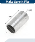 304 stainless hose barb fittings with 1 inch BSPT male thread, silver tone. Ideal for plumbing, automotive, and DIY projects.