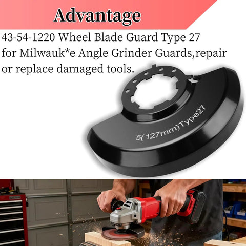 5 Inch Type 27 Wheel Blade Guard for Angle Grinders in black material, shown in use on a grinder, compatible with models 2780-20, 2781-20, 6117-30, 6117-31, 6124-30.