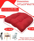 Waterproof Outdoor Chair Cushions Set Of 2 19x19 Inch Tufted Red Cushions dimensions and size guide
