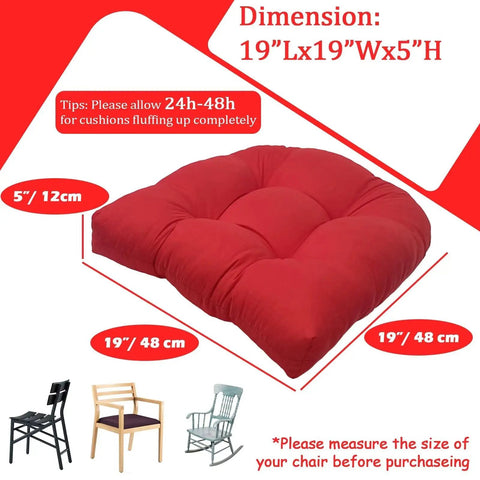 Waterproof Outdoor Chair Cushions Set Of 2 19x19 Inch Tufted Red Cushions dimensions and size guide