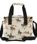 Desert Horseback Riding Insulated Lunch Bag with cowboy design, leakproof cooler, large capacity for outdoor adventures