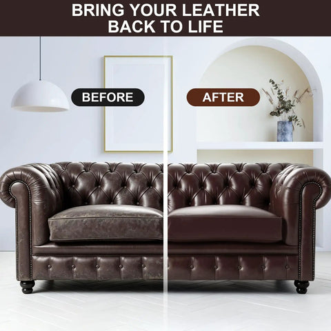 Dark Brown Leather Recoloring Balm And Quick Furniture Repair Kit To Smooth Over Scratches Patch Up Faded Areas And Give Your Couches That Dang Good New Life With Premium Leather Dye For Flawless Comfort, sofa before and after repair.