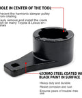 Heavy Duty Crankshaft Damper Pulley Holding Tool For Toyota And Lexus Engines in black 42CRMO steel with highlighted features