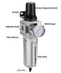 Industrial Grade Heavy Duty Particulate Filter And Air Regulator With Metal Bowl For Paint Spray Three Quarter Inch NPT Manual Drain
