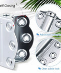 4 Pack Self Closing Screen Door Hinges Two and Three Quarter Inch Adjustable Heavy Duty Steel Spring Loaded Door Closers For Screen Doors Cabinets And Garage Left Or Right Silver showing hinge and tension adjustment details