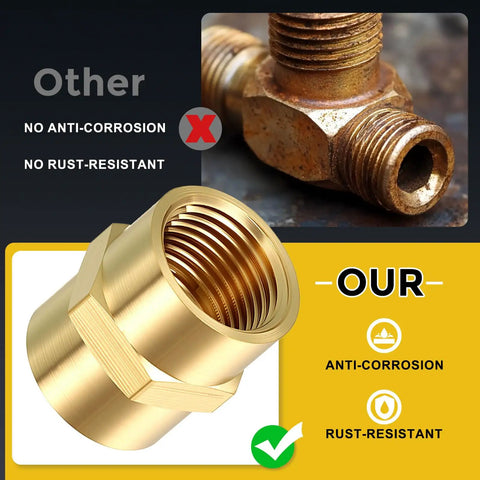 12 Pack Brass Pipe Fittings 3/8 In Female NPT To 1/4 In Female NPT Brass Couplings Hex Head Adapters with anti-corrosion feature