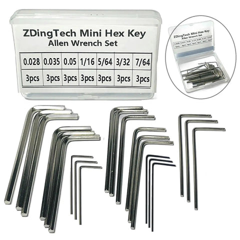 21 Piece Pocket Sized Hex Key Set With Rust Resistant Black Oxide Finish Micro Allen Wrenches In 0.028 0.035 0.05 One Sixteenth