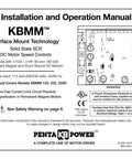 Installation manual for DC Motor Control KBMM-125 with 115 VAC input, 0 to 75 HP range, 90 VDC ARM, and motor speed controls.