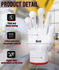 Close-up of detailed features on 36 Pairs Work Gloves With White Polyester Liners, Non Slip And Launderable, Durable Construction Gloves.
