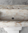 Top Shelf Hand Carved Afyon Honey Marble Bathroom Vanity Sink With Slick Countertop Setup And Durable Natural Stone Craft For Upscale Residential Or Swanky Commercial Decor, 18x14 inches, smooth surface.